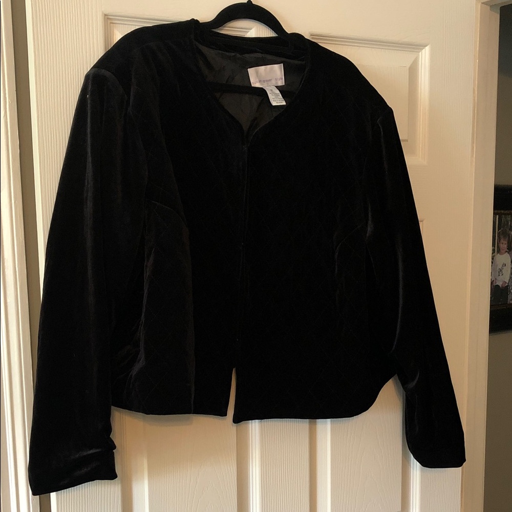 Susan Graver Black Velvet Zip-Front Jacket